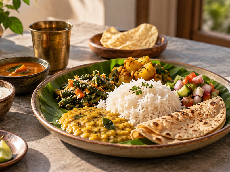 Indian meal presented for everyday food analysis