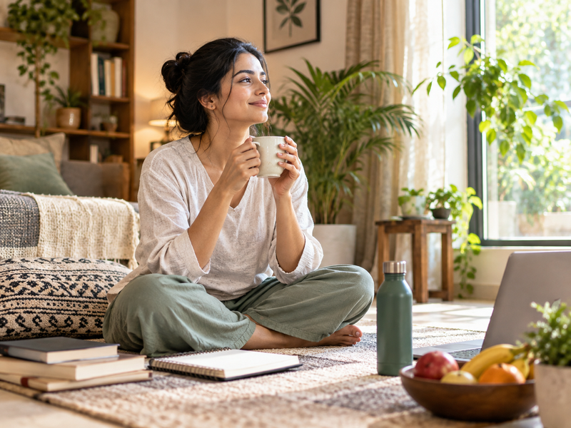 Realistic Indian lifestyle scene in a natural home or everyday setting