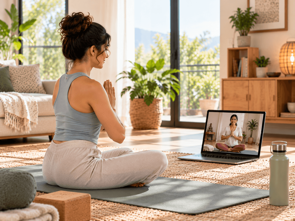 Teacher-led online yoga class with a beginner-friendly atmosphere